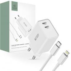 Tech-Protect - Tech-Protect 2-Port Nätverk Laddare Med Lightning Kabel - Vit