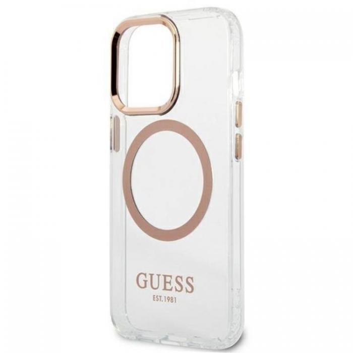 Guess - Guess iPhone 13 Pro Max Skal Magsafe Metal Outline - Guld