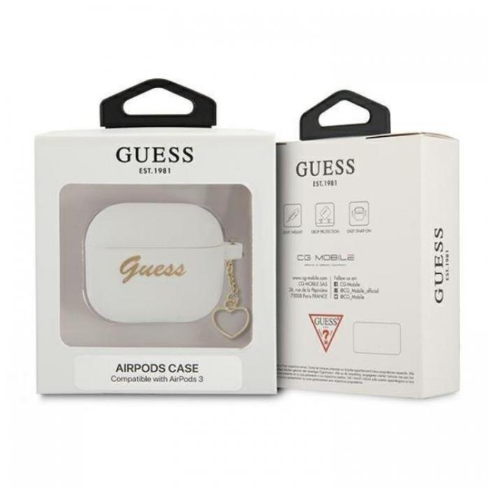 Guess - Guess Silicone Heart Charm Collection Skal Airpods 3 - Vit