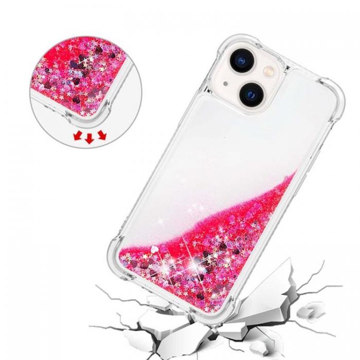 A-One Brand - iPhone 14 Plus Skal Liquid Floating Glitter - Rosa