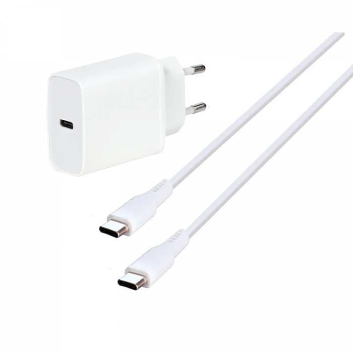 UTGATT1 - Vivanco Hemladdare USB 18W Till USB-C Kabel 1.2m - Vit