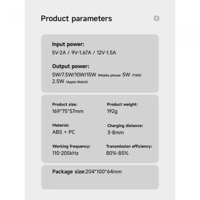 A-One Brand - 5in1 Z6 15W Trdls laddare iPhone/Apple Watch/AirPods/Digital klocka