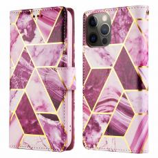 A-One Brand - Marble Grid Plånboksfodral iPhone 12 & 12 Pro - Magenta