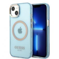Guess - GUESS iPhone 13 Skal MagSafe Gold Outline Translucent - Blå