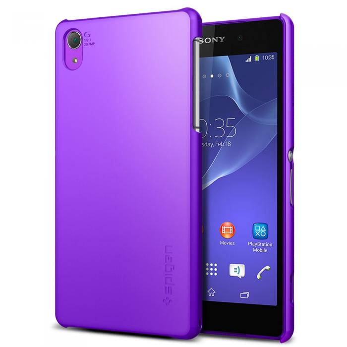 UTGATT5 - SPIGEN Ultra Fit Skal till Sony Xperia Z2 (Purple) + Skrmskydd