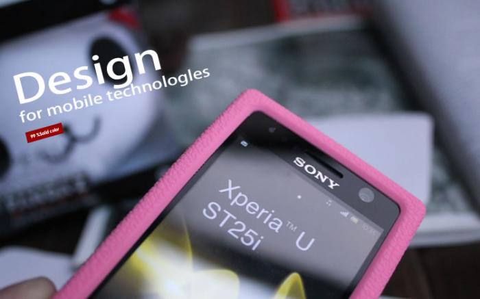 UTGATT4 - Seepoo Move Silikonskal till Sony Xperia U + Skrmskydd (Rosa)