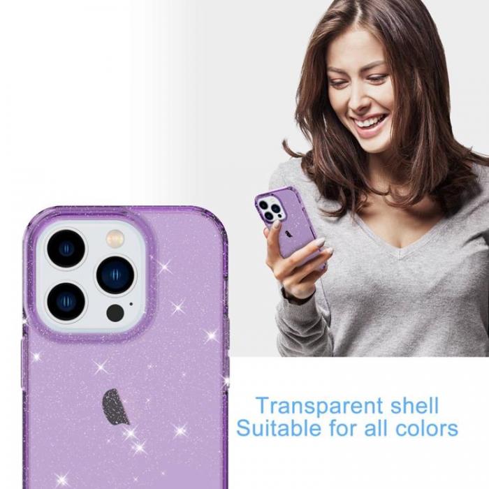 A-One Brand - iPhone 14 Pro Max Skal Glitter Powder - Transparent Lila