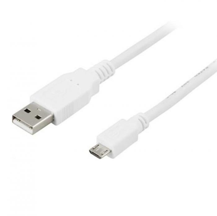UTGATT1 - Deltaco USB-A Till Micro USB Kabel 1m - Vit