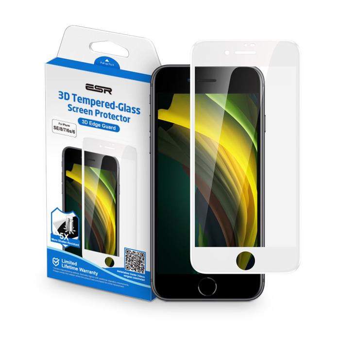 UTGATT5 - ESR Hrdat Glas Screen Shield 3D iPhone 7/8/SE 2020 White