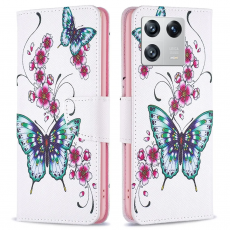 Taltech - Xiaomi 13 5G Plånboksfodral - Persikablomning och Fjärilar