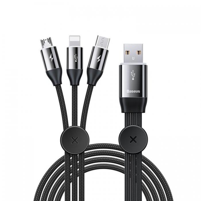 UTGATT5 - Baseus Fltad Micro USB-C Lightning Kabel 1m - Svart