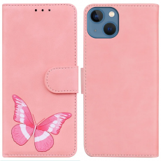 Taltech - iPhone 15 Plus Plånboksfodral med Fjärilstryck - Rosa