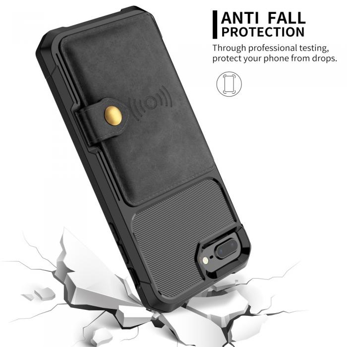 OEM - Kickstand Lder Coated Mobilskal iPhone 8 Plus - Svart