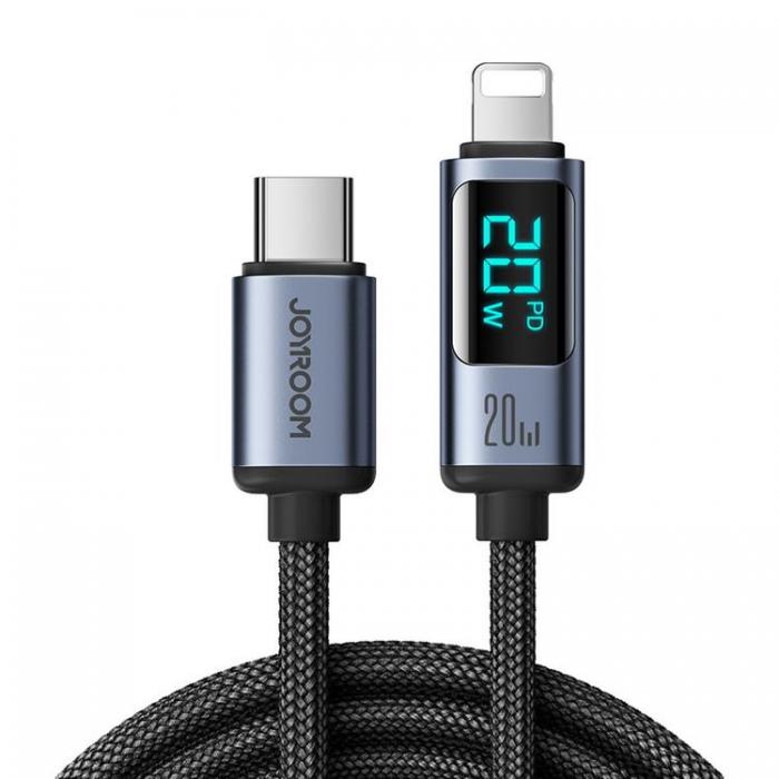 Joyroom - Joyroom Lightning - USB C Kabel 20W med LED display 1.2m - Svart