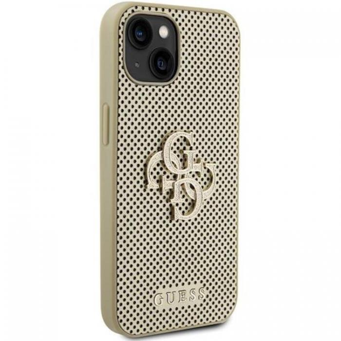 Guess - Guess iPhone 15 Mobilskal Perforated 4G Glitter - Guld