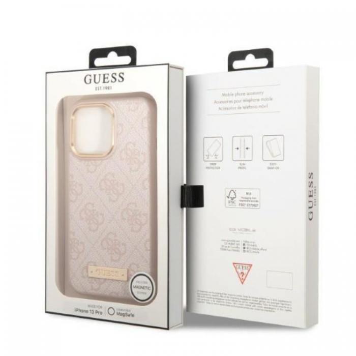 Guess - Guess iPhone 13 Pro/13 Mobilskal MagSafe 4G Logo Plate - Rosa