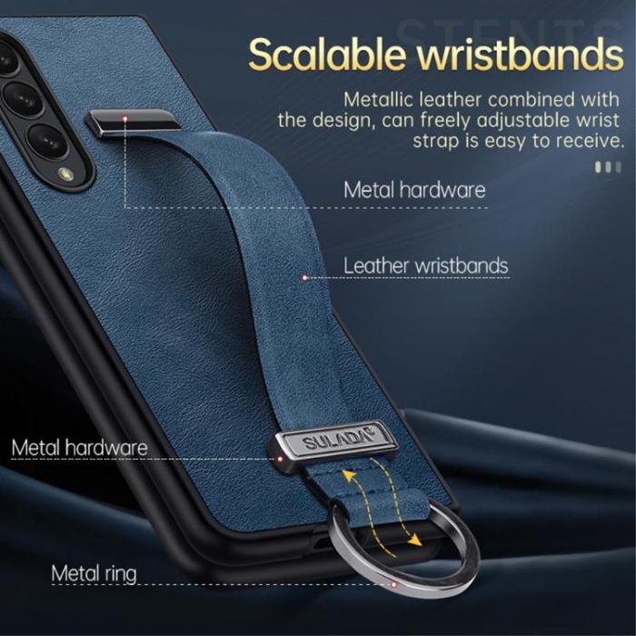SULADA - SULADA Galaxy Z Fold 4 Skal Kickstand med Wristband - Brun