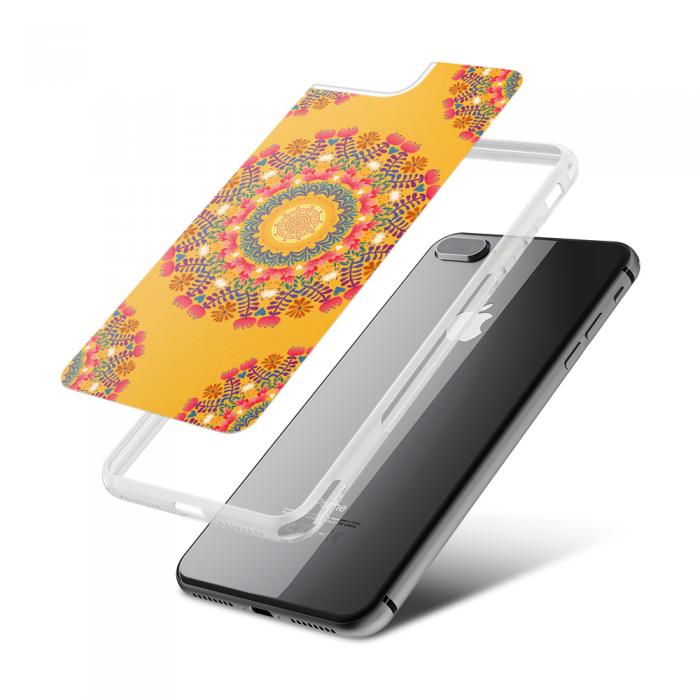 UTGATT5 - Fashion mobilskal till Apple iPhone 8 Plus - Blommigt mnster - Orange