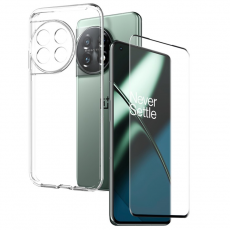 A-One Brand - OnePlus 11 5G Mobilskal TPU + Härdat Glas Skärmskydd - Clear