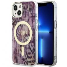 Guess - Guess iPhone 14 Mobilskal MagSafe Leopard - Rosa