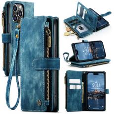 Caseme - CASEME iPhone 15 Pro Plånboksfodral C30 Zipper - Blå