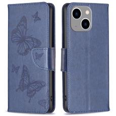 A-One Brand - iPhone 14 Plus Plånboksfodral Butterfly Imprinted - Mörkblå