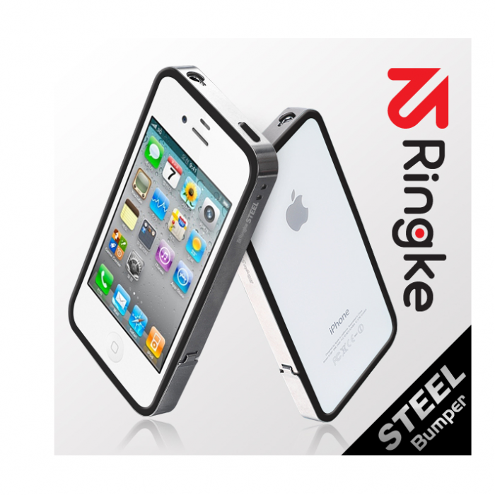 UTGATT5 - iPhone 4 Ringke Steel Bumper (SVART) + Skrmskydd