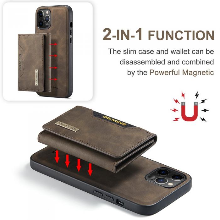 UTGATT1 - DG.MING iPhone 12 & 12 Pro Tri-fold Wallet Med Kickstand - Coffee