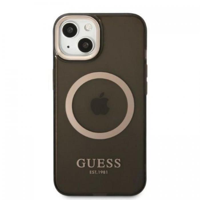 Guess - GUESS iPhone 13 Skal MagSafe Gold Outline Translucent - Svart