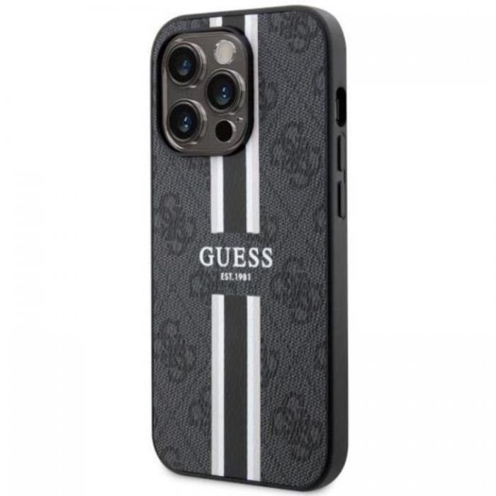 Guess - Guess iPhone 14 Pro Mobilskal MagSafe 4G Printed Stripes Svart