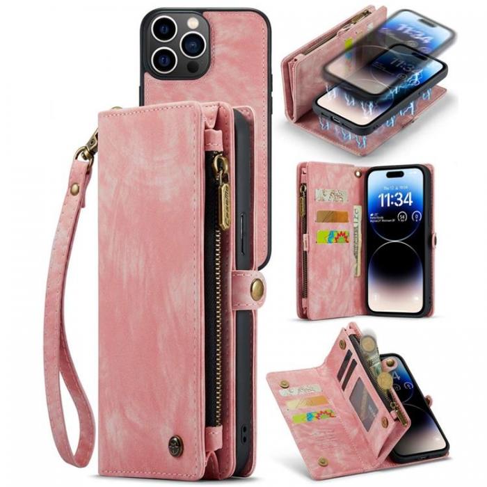 Caseme - CASEME iPhone 14 Pro Max Plnboksfodral kta Lder Detachable - Rosa