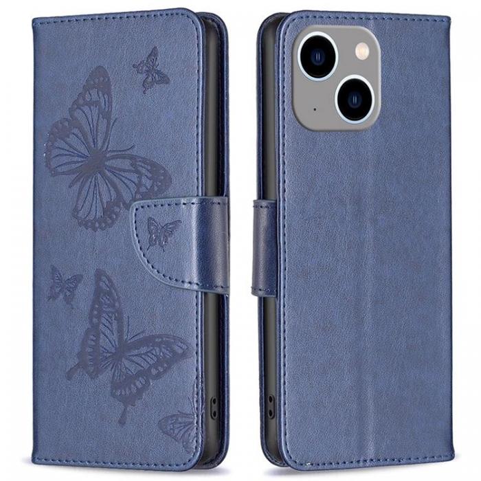 A-One Brand - iPhone 14 Plus Plnboksfodral Butterfly Imprinted - Mrkbl