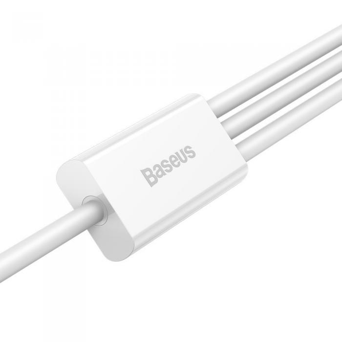 BASEUS - Baseus Lightning / micro USB / USB-C kabel 3,5 A 1,5m Vit