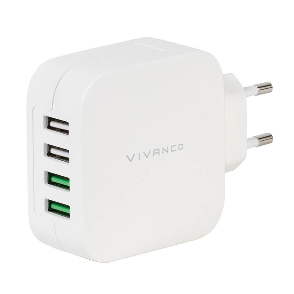 Vivanco USB hemladdare 4.8A (2.4A/1A) 4xUSB Vit | 264 | AlltMobil