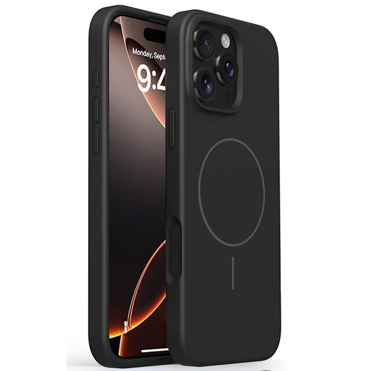 iPhone 16 Pro Max Mobilskal MagSafe Liquid Silikon Microfiber - Svart | 2353 | AlltMobil