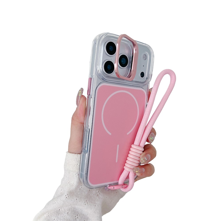 iPhone 17 Pro Mobilskal MagSafe med Handrem Lens Kickstand - Rosa (Rosa) | 2353 | AlltMobil