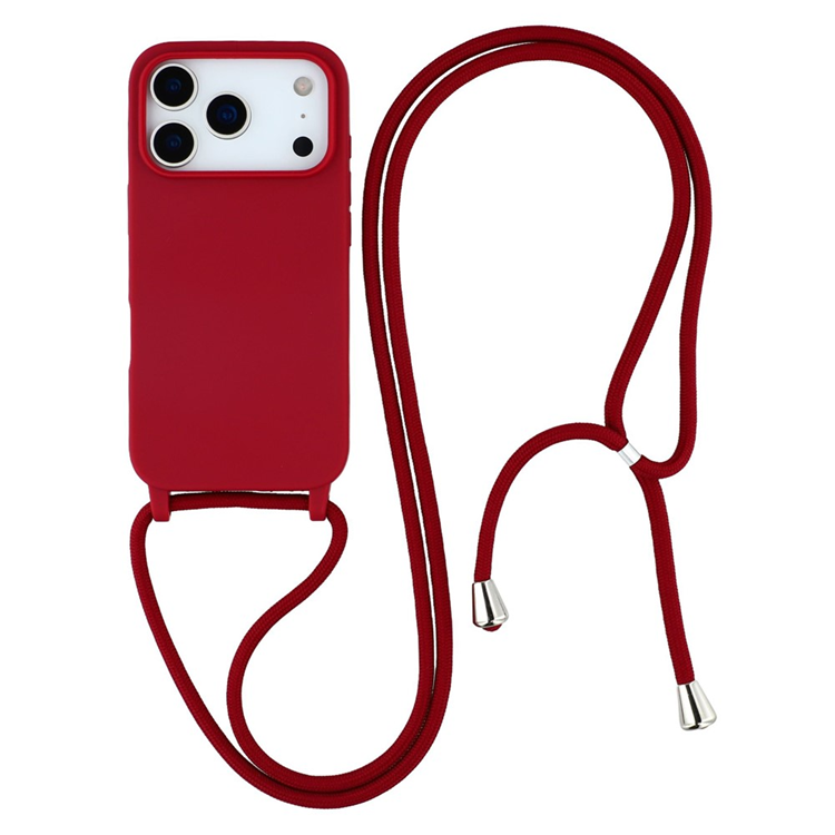iPhone 17 Pro Max Mobilskal TPU Shockproof med Lanyard - Mörkröd | 2353 | AlltMobil