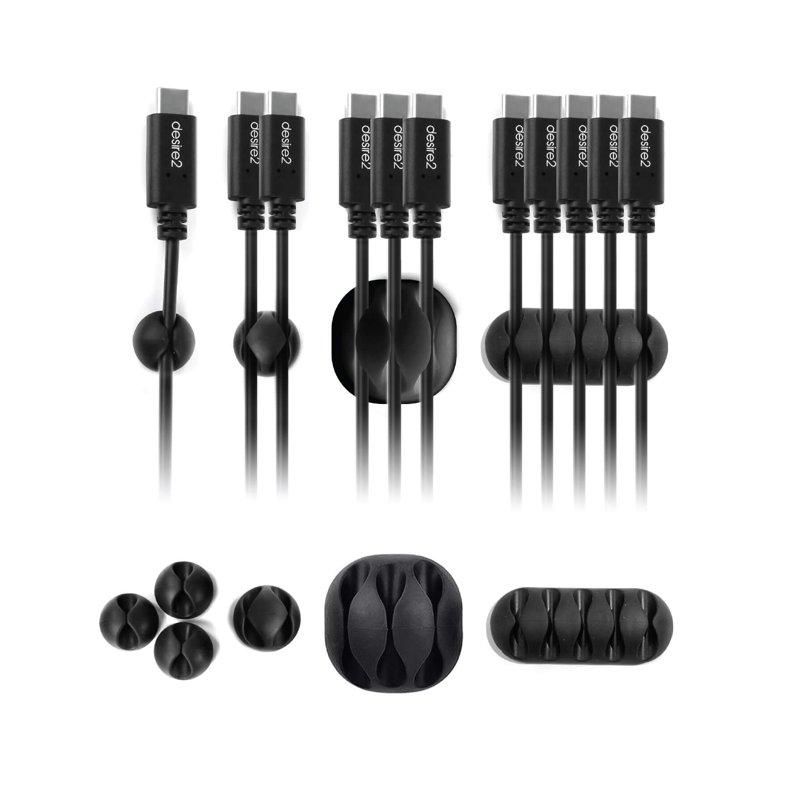 DESIRE2 Kabelclips Tidy 10pack Svart 4x1 kabel, 2x2 kablar, 2x3 kablar, 2x4 | 2353 | AlltMobil