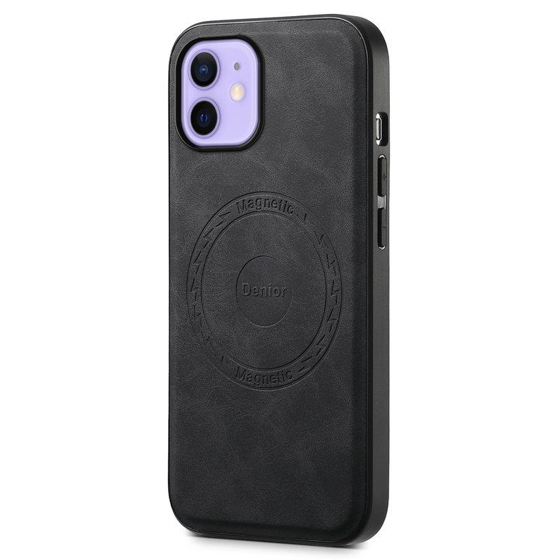 DENIOR A11 iPhone 12 / 12 Pro Magnetfodral Retro PU+PC+TPU Svart | 2353 | AlltMobil
