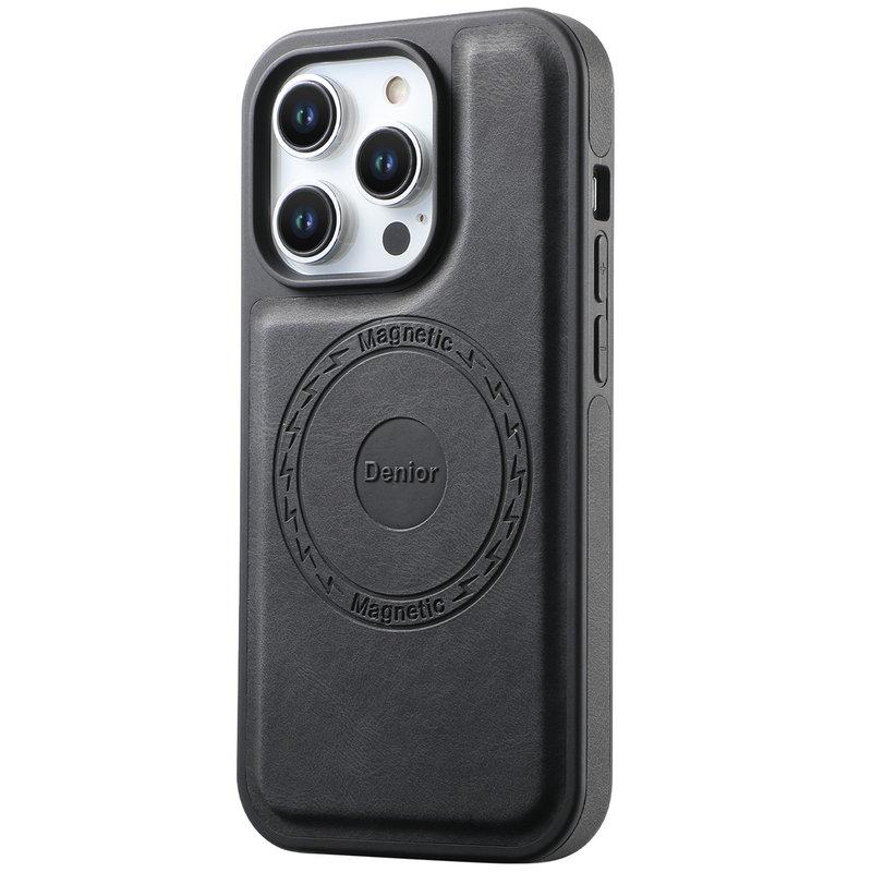 DENIOR iPhone 15 Pro Max Mobilskal PU Läder Belagt PC+TPU - Svart | 2353 | AlltMobil