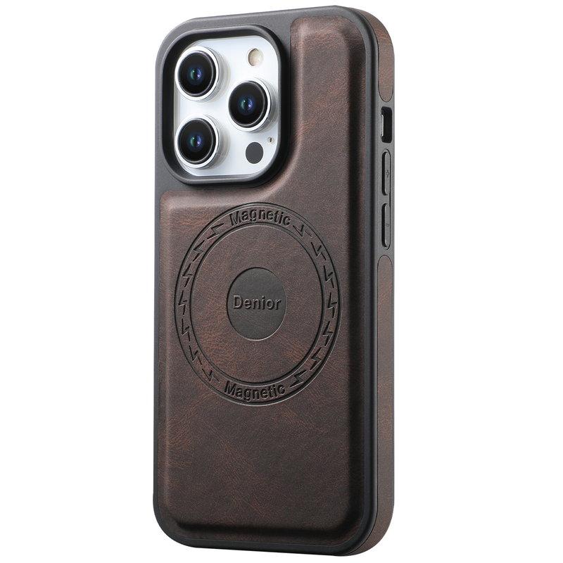 DENIOR iPhone 15 Pro Max Mobilskal PU Läder Belagt PC+TPU - Brun | 2353 | AlltMobil