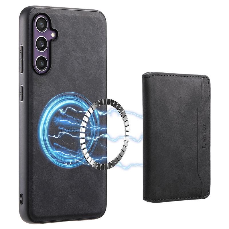 DENIOR D13 Samsung Galaxy S24 Fodral Retro Konstläder Svart | 2353 | AlltMobil