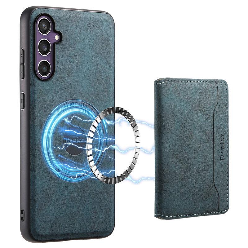 DENIOR D13 Samsung Galaxy S24 Fodral Retro Konstläder Blå | 2353 | AlltMobil