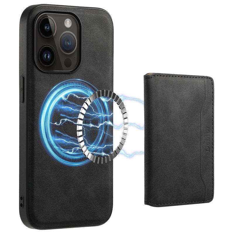 DENIOR D13 Fodral för iPhone 14 Pro PC+TPU+KonstLäder Svart | 2353 | AlltMobil