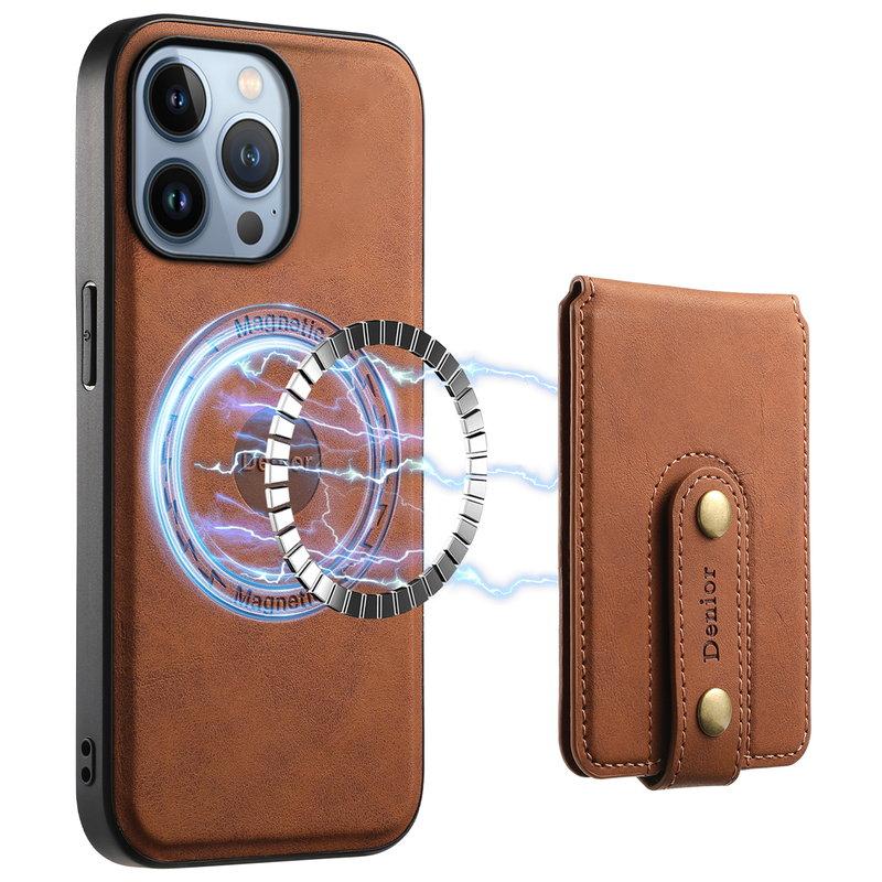 DENIOR D14 iPhone 13 Pro Fodral Konstläder Med Ställ och Kortfack - Brun | 2353 | AlltMobil