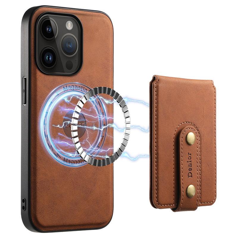 DENIOR D14 iPhone 14 Pro Fodral Retro Konstläder PC+TPU Brun | 2353 | AlltMobil