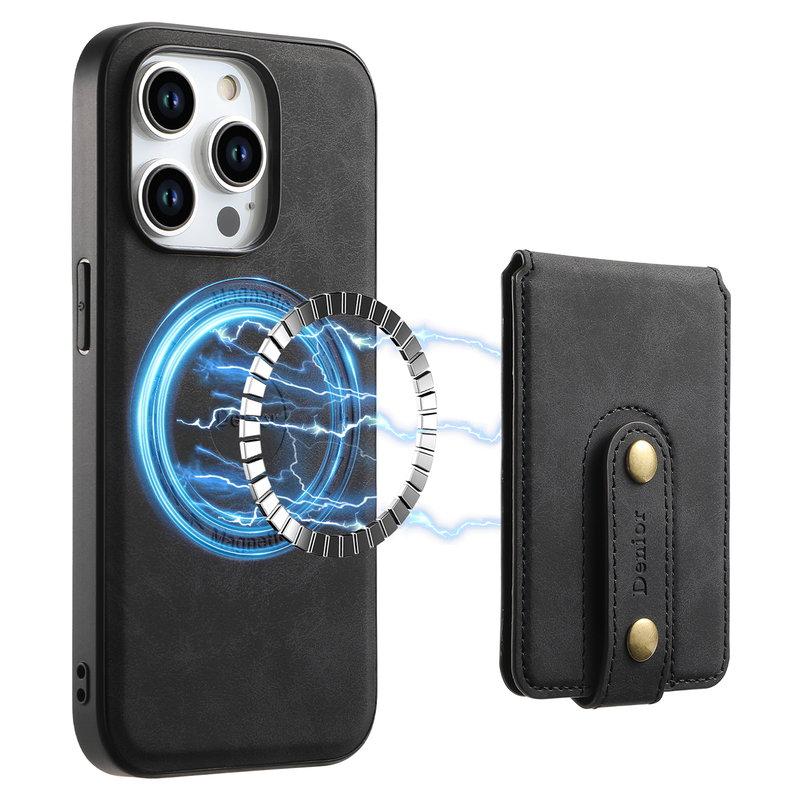 DENIOR D14 iPhone 15 Pro Max Fodral Retro Textur PU+TPU+PC Svart | 2353 | AlltMobil