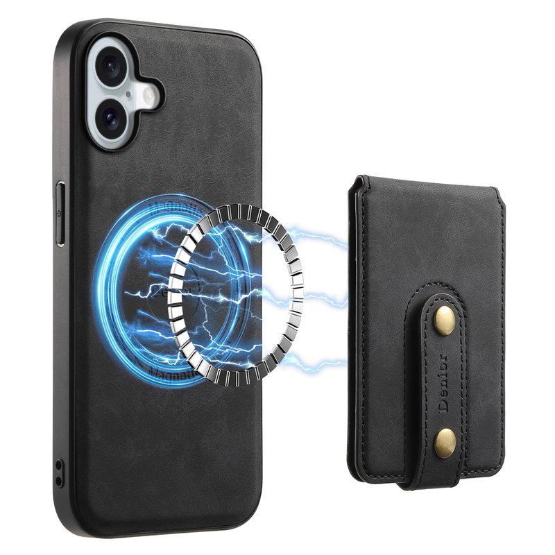 DENIOR D14 iPhone 16 Plus Fodral Konstläder med MagSafe - Svart | 2353 | AlltMobil