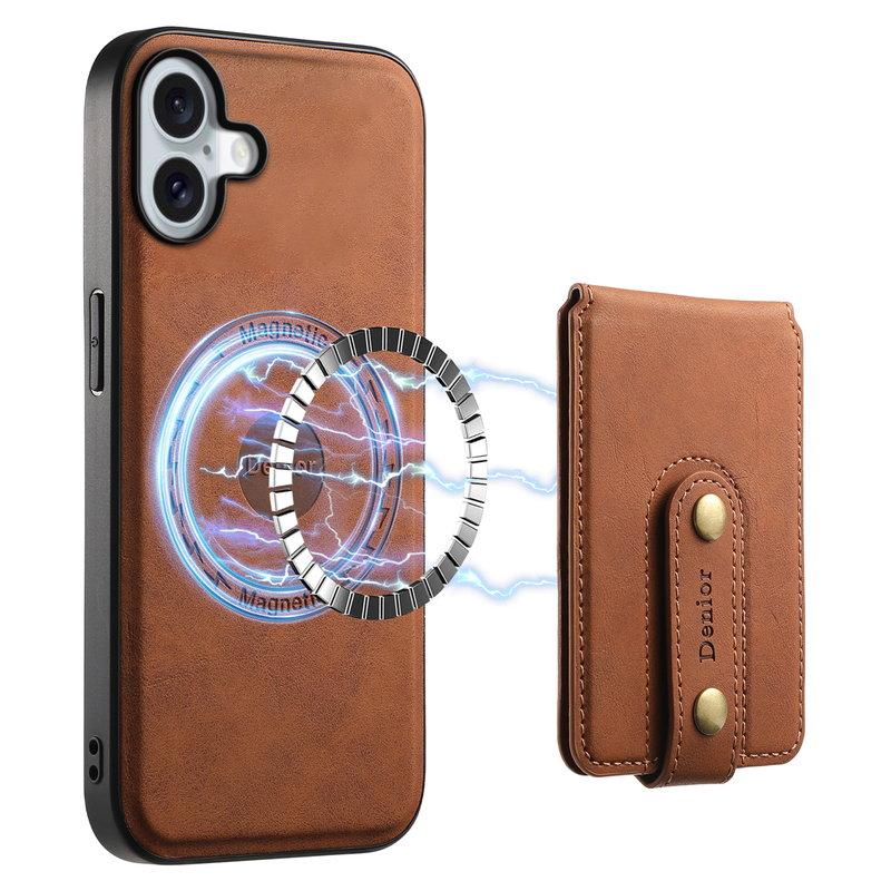 DENIOR D14 iPhone 16 Plus Fodral KonstLäder MagSafe Kortväska - Brun | 2353 | AlltMobil