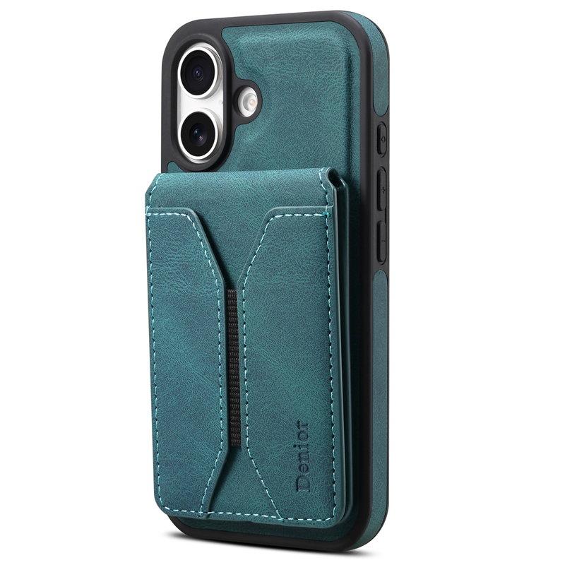 DENIOR D18 iPhone 16 Fodral Ring Ställ Konstläder Blå | 2353 | AlltMobil